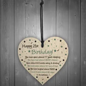 Red Ocean Funny 21st Birthday Gift For Daughter Son Wood Heart Novelty 21st Birthday Card