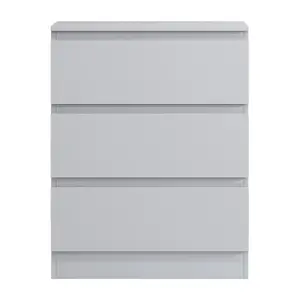 Carlton 3 Drawer Chest Of Drawers: 60cm Wide. Matt Finish. Scratch Resistant. Handleless Design. 14cm Deep Drawers Matte White