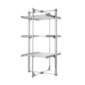 3 Tier Electric Deluxe Heated Clothes Airer 24 Rails Clothes Heating Drying Rack 111cm 220w