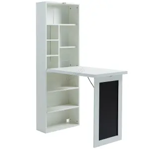 WestWood White Pull-Down Desk Storage Shelf Convertible Computer Work Table Office Study