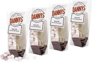 Danny's Hot Chocolate Spoons With Marshmallows | 4 X Large 50G Mighty Milk & Mallows Hot Chocolate Stirrer | Hamper Fillers | Xmas Eve Box Fillers |