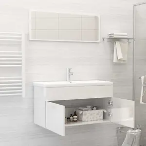 Berkfield Bathroom Furniture Set High Gloss White Engineered Wood