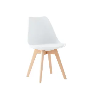 Millhouse Set of 4 Dining Chair Solid Wood Legs with Cushioned Pad for Lounge Office Dining Kitchen White M801302