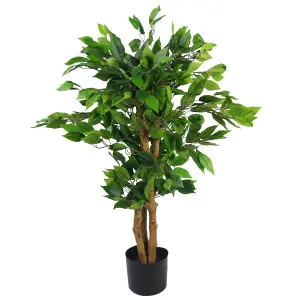 Artificial Ficus Tree Plant Evergreen Bushy 90cm Realistic House Plants Botanik