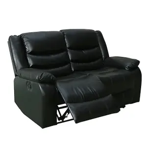 Sorreno Bonded Leather Recliner 2 Seater Sofa In Black