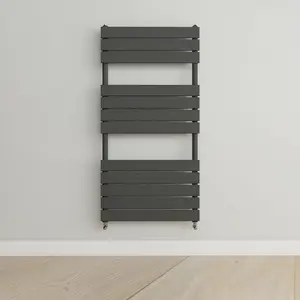 Designer Vertical Anthracite Single Panel Towel Radiator (H) 1200mm x (W) 600mm, 2889 BTU.