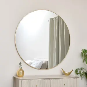 Melody Maison Extra Large Round Gold Wall Mirror 120cm x 120cm (1.2 M x 1.2 M)