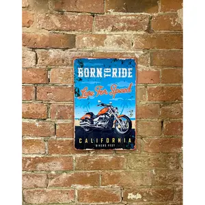 Wolters Metal Retro Wall Sign - Born To Ride