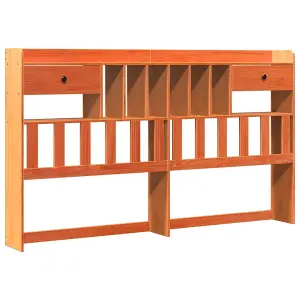 Berkfield Bookcase Bed without Mattress Wax Brown 200x200 cm Solid Wood Pine