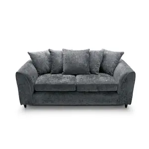 Harriet Crushed Chenille 3 Seater Sofa in Dark Grey