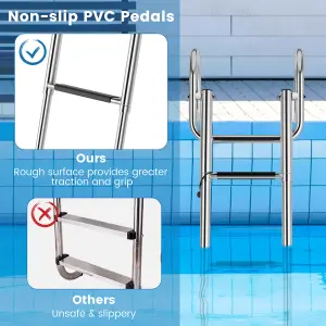 Costway 4-Step Pontoon Boat Ladder Folding Stainless Steel Rear Entry Inboard Ladder