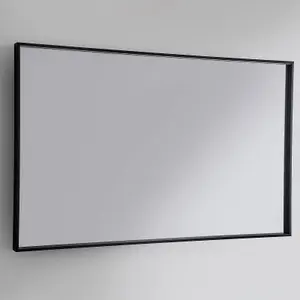 Edge-Black 1050, Illuminated rectangular wall mirror with Black Frame, with LED 105x75x55 cm Black