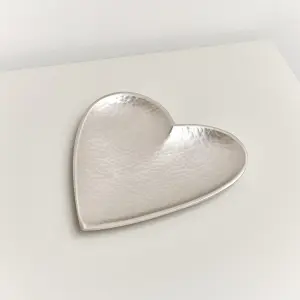 Melody Maison Silver Hammered Love Heart Trinket Tray