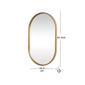 Chaya Metal Flat Wall Mirror Satin Brass / 91.4cm H x 55.9cm W