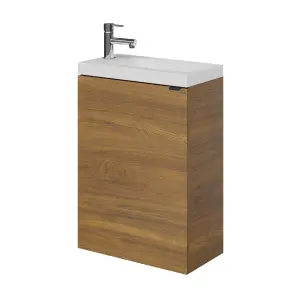 GoodHome Imandra Walnut effect Single Wall-mounted Bathroom Cloakroom unit (H) 550mm (W) 440mm