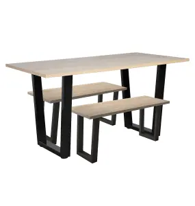 Hallowood Furniture Dudley 150cm Dining Table Set with 2 Bench