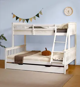 Hannah Triple Sleeper Single over Double Bunk Bed - White