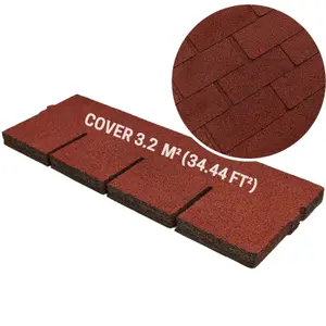 Bitumen Roof Felt Shingles, 20 pcs/34.44 ft² (3.2 sqm), Asphalt Roof Shingles - Weather Resistant Roofing Tiles - Red