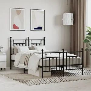 Berkfield Metal Bed Frame with Headboard and Footboard Black 120x200 cm