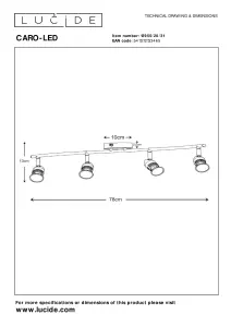 Lucide Caro-Led Modern Ceiling Spotlight Bar - LED - GU10 - 4x5W 2700K - White