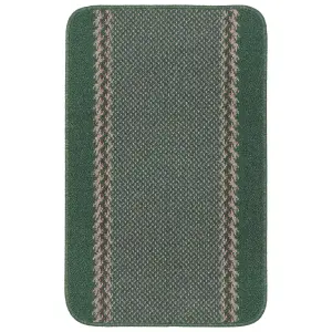 Washable Designer Rugs & Mats Lined Bordered Design in Green   116Gr