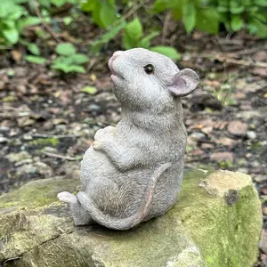 Happy Mouse in a relaxed pose, cute fairy woodland garden ornament