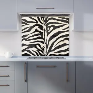 White Tiger Print Premium Glass Kitchen Splashback W700mm x H650mm