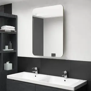 Berkfield LED Bathroom Mirror Cabinet Oak 60x11x80 cm