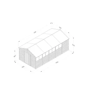 Forest Garden Beckwood Shiplap 20x10 ft Apex Natural timber Wooden Pressure treated 2 door Shed with floor & 8 windows - Assembly service included