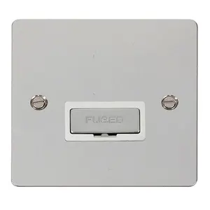 Flat Plate Polished Chrome 13A Fused Ingot Connection Unit - White Trim - SE Home