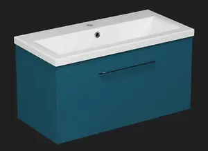 Aquarius Vault 800MM Single Drawer Vanity Unit and 1TH Basin Marine Blue