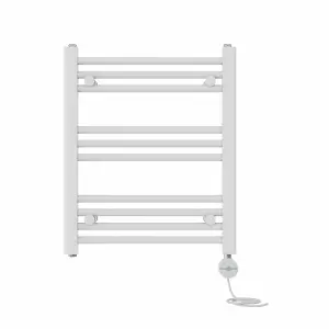 Right Radiators Prefilled Thermostatic Electric Heated Towel Rail Straight Ladder Warmer Rads - White 600x500 mm