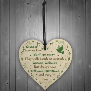 Grandad Christmas Memorial Decoration Wooden Heart Memorial Plaque Gift For Grandad