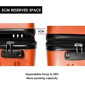 ABS Hard Shell Travel Trolley Suitcase 4 Wheel Luggage Set Hand Luggage 24 Inch Orange