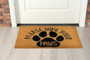 Coir Products Coir Doormat with the Design Text of "Please Wipe Your Paws"