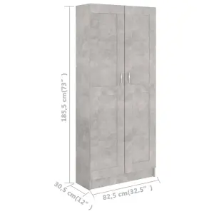 Berkfield Book Cabinet Concrete Grey 82.5x30.5x185.5 cm Engineered Wood