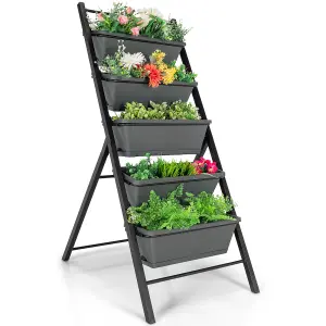 Costway 5-Tier Vertical Raised Garden Bed Freestanding Garden Planter with 5 Container Boxes