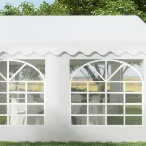 Outsunny 4m Gazebo Garden Marquee Canopy Party Carport Shelter Garage Tent White