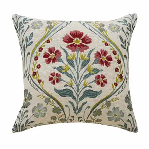 Alaaya Floral Square SCATTER Cushion Beige/Teal/Red