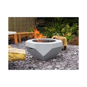 Field & Flame Rhoda Wood Burning BBQ Fire Pit in Concrete Grey 26744