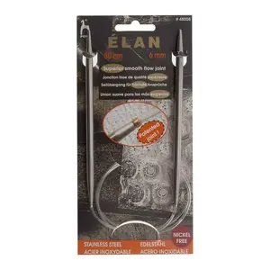 S/S CIR KP 80CMX6.00 - Knitting Pins: Circular: Fixed: Stainless Steel: Elan: 80cm x 6.00mm - Pony