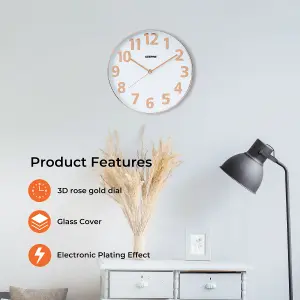 GEEPAS Wall Clock Modern Large Number Silent Round Clock Battery Operated