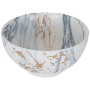 Interiors By Premier Elegant Luxe Salad Bowl, Marble Effect Salad Bowl For Kitchen, Raised Sides Spacious Large Serving Bowl