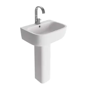 Danby Bathroom Ceramic Basin & Full Pedestal with One Tap Hole and Overflow