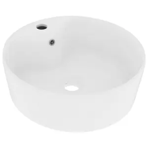 Luxury Wash Basin with Overflow Matt White 36x13 cm Ceramic