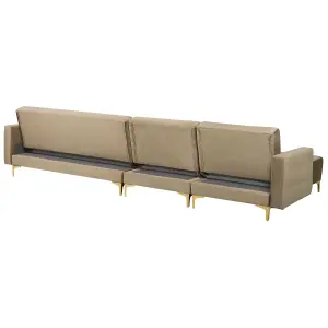 Corner Sofa with Ottoman ABERDEEN Sand Beige Velvet Right Hand