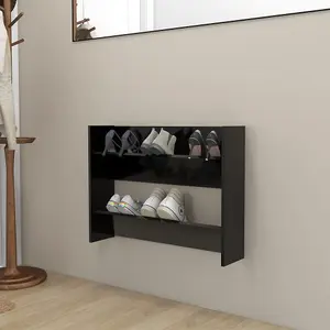 Berkfield Wall Shoe Cabinet Black 80x18x60 cm Engineered Wood