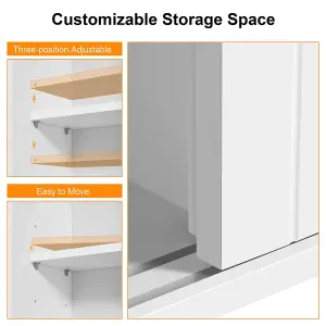 Yaheetech White Slim Bathroom Storage Cabinet w/ Adjustable Shelf and Wheels