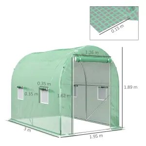 Outsunny Greenhouse Polytunnel Walk-in Grow Plant Steel 3 x 2 m Outdoor