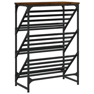 Shoe Rack Smoked Oak 60x30x85 cm Engineered Wood